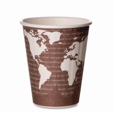 Eco-Products World Art Renewable and Compostable Insulated Hot Cups, 8 oz, Brown/White, PK800 EP-BNHC8-WD